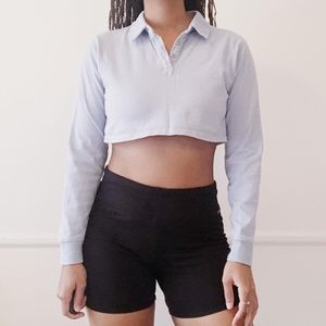 tillys full tilt baby blue cropped long sleeve polo